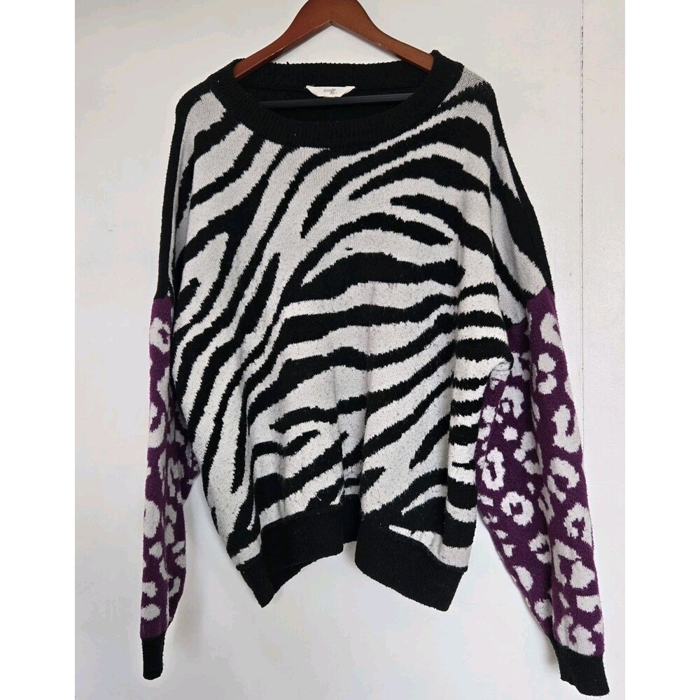 Terra & Sky‎ Sweater Womens 4X Plus Zebra Print Unique Comfort Animal Cozy Warm